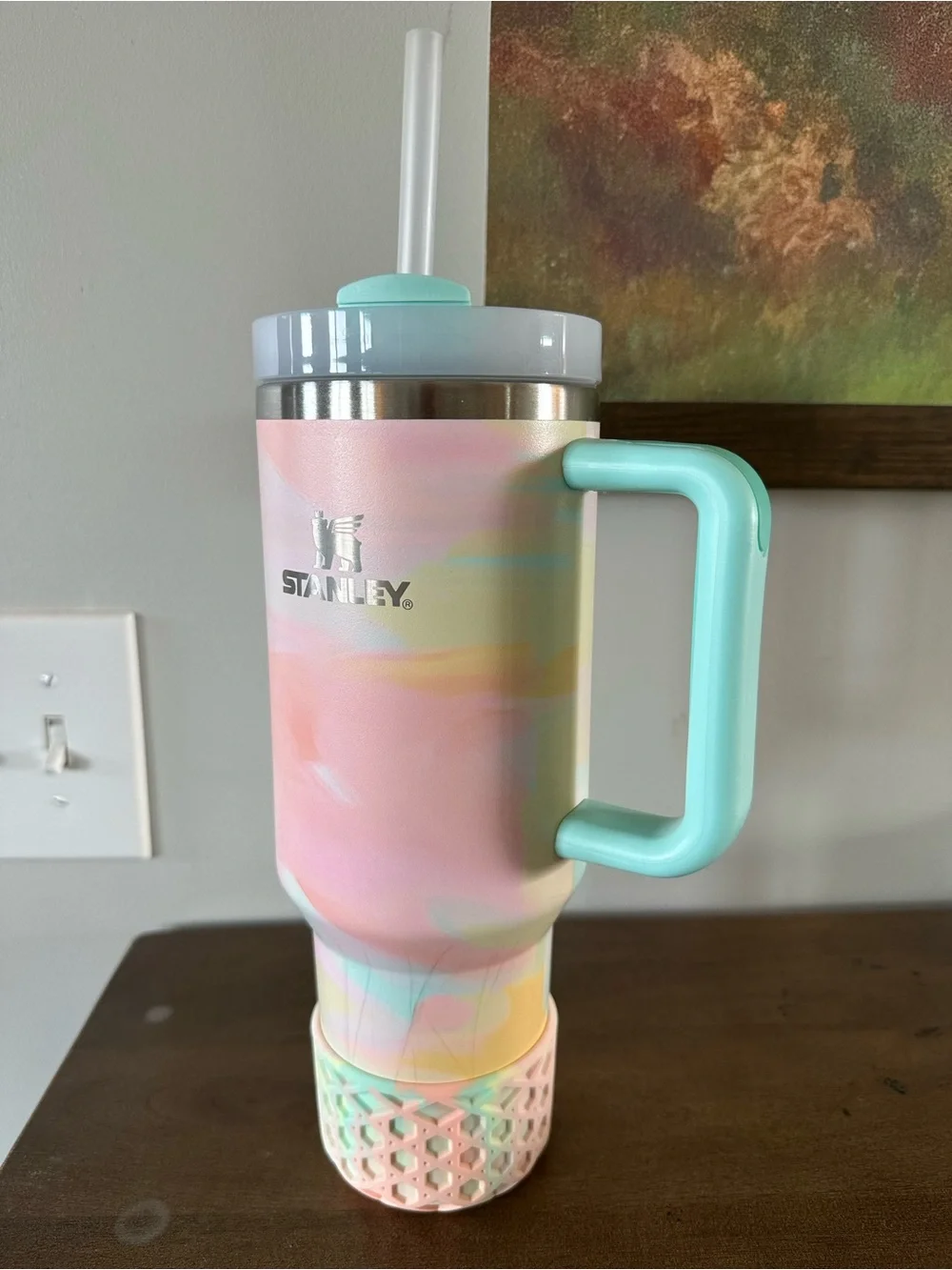 Stanley- Warm Serene Brushstrokes 40oz with matching waffle boot - Picture 2 of 7